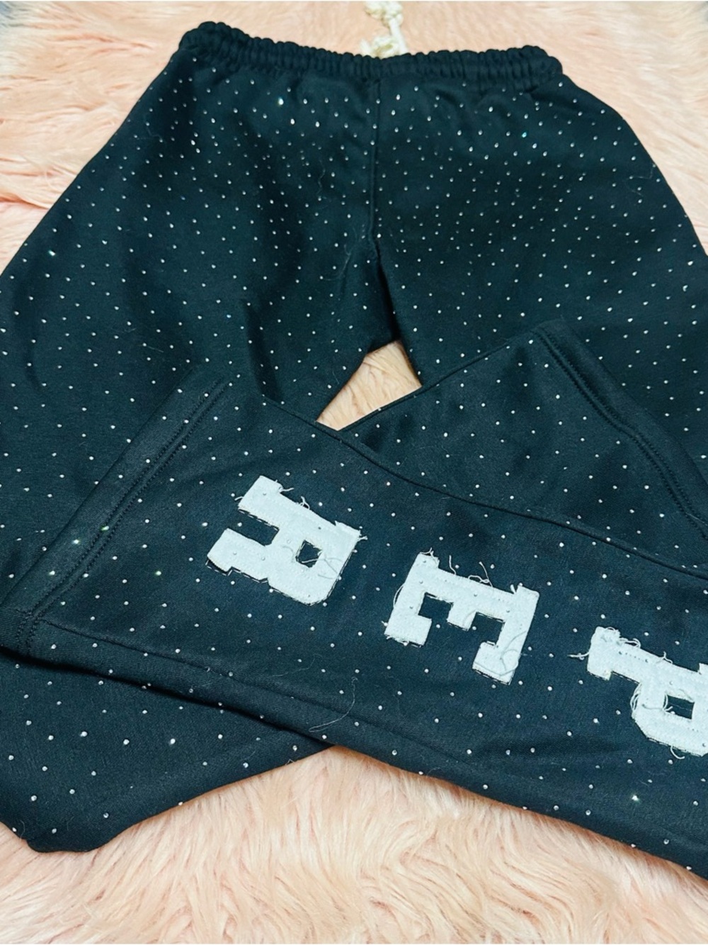 Black 'PROSPER' Rhinestone Sweatpants - Picture 11 of 14